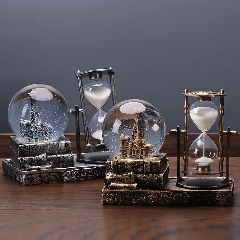 retro-ampulheta-decorativa-bola de cristal, Modelo de prata, presente criativo, enfeite de mesa, decoração vintage, Decoração de ampulheta, bola de cristal, Ampulheta retrô com bola de cristal, Ampulheta retrô, Ampulheta decorativa para ambientes, Ampulheta decorativa, ampulheta, Lojas Bratta