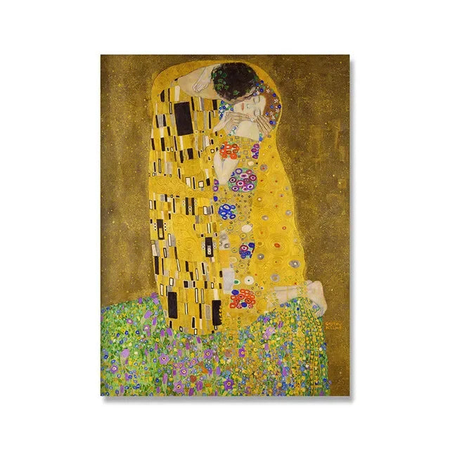 Clássico Gustav Klimt Família Famosa Pintura Da Lona, Rasgar Beijo Ouro Moderno Posters, Wall Art Impressões, Imagem para Home Decor