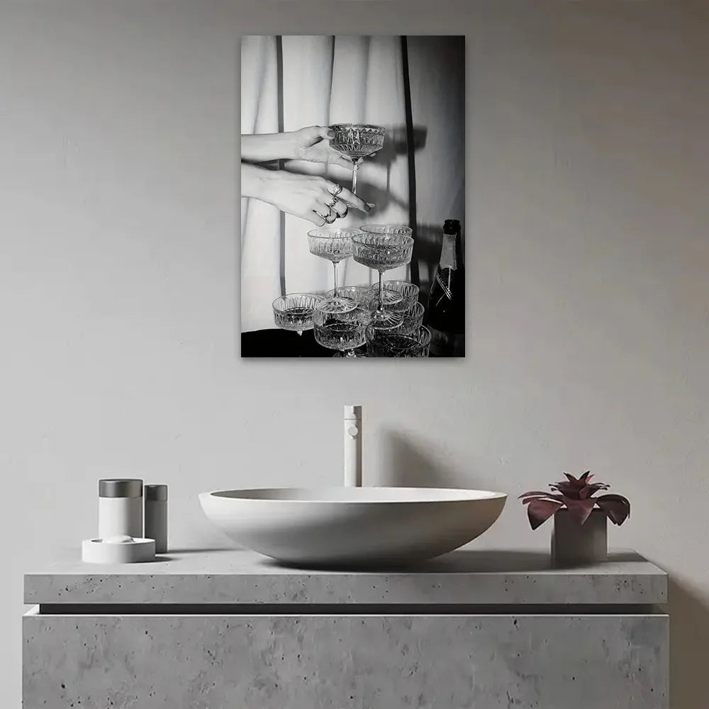 Preto e branco Champagne Canvas Wall Art, Beleza Wine Glass Poster, Impressão para sala de estar, Banheiro, Decoração de casa, Quadro Moderno em Preto e Branco, Quadro Design Abstrato Preto e Branco, Quadro Decorativo Moderno Preto e Branco, Quadro Decorativo Abstrato Preto e Branco, Quadro Decorativo, Quadro de Pintura Preto e BrancoPintura Abstrata Preto e Branco, Impressão Digital, Decoração Moderna, Arte em Tela,, Preto e Branco, Arte em Tela-Lojas Bratta
