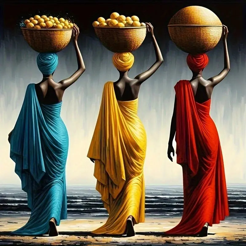 Quadros Trio Africanas, Quadro Decorativo Trio Africano, Quadro Decorativo Pintura Africana, Quadro Decorativo Mulher Africana, Quadro Decorativo Cultura Africana, Quadro Arte Étnico, Quadro Africano, Pintura, Moderna, Bratta, Arte em tela, Arte, Africana, Arte, Africana-Lojas Bratta