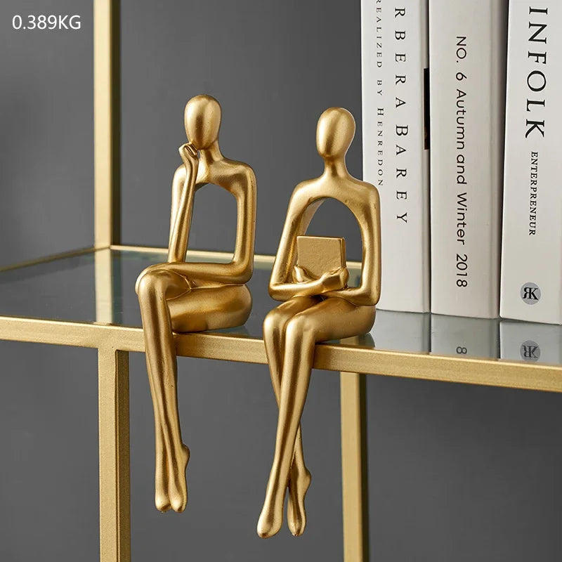 Golden Bookshelf Escultura Decorações para Sala De Estar, Figurinhas Modernas, Decoração Para Casa, Estátuas Do Pensador, Prateleira Mesa Decor, resina, Prettidecor Decoração de Casa Dourada, Golden Bookshelf Escultura, Estátua Abstrata, Estátua Abstracta, Estatuetas, Esculturas, Escultura Estudantes Arte Moderna, Escultura de Decoração, Decoração moderna-Lojas Bratta