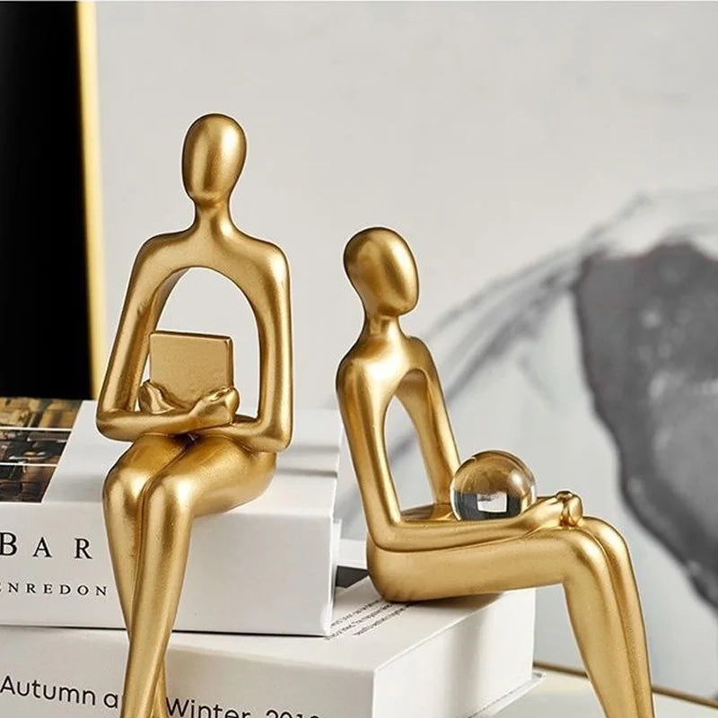 Golden Bookshelf Escultura Decorações para Sala De Estar, Figurinhas Modernas, Decoração Para Casa, Estátuas Do Pensador, Prateleira Mesa Decor, resina, Prettidecor Decoração de Casa Dourada, Golden Bookshelf Escultura, Estátua Abstrata, Estátua Abstracta, Estatuetas, Esculturas, Escultura Estudantes Arte Moderna, Escultura de Decoração, Decoração moderna-Lojas Bratta
