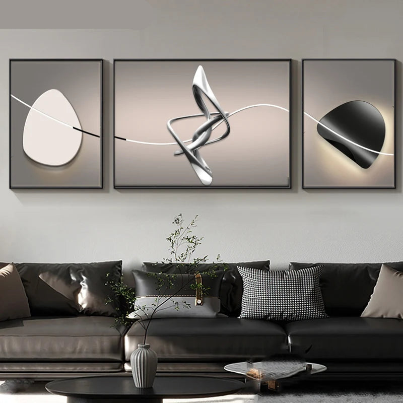 Quadros Decorativos, Arte Abstrata em Telas, Arte em Tela Abstrata, Tela em Tecido Abstrato, Painéis Abstrato em Tela Para Sala, Quadro Abstrato Preto e Branco -Lojas Bratta
