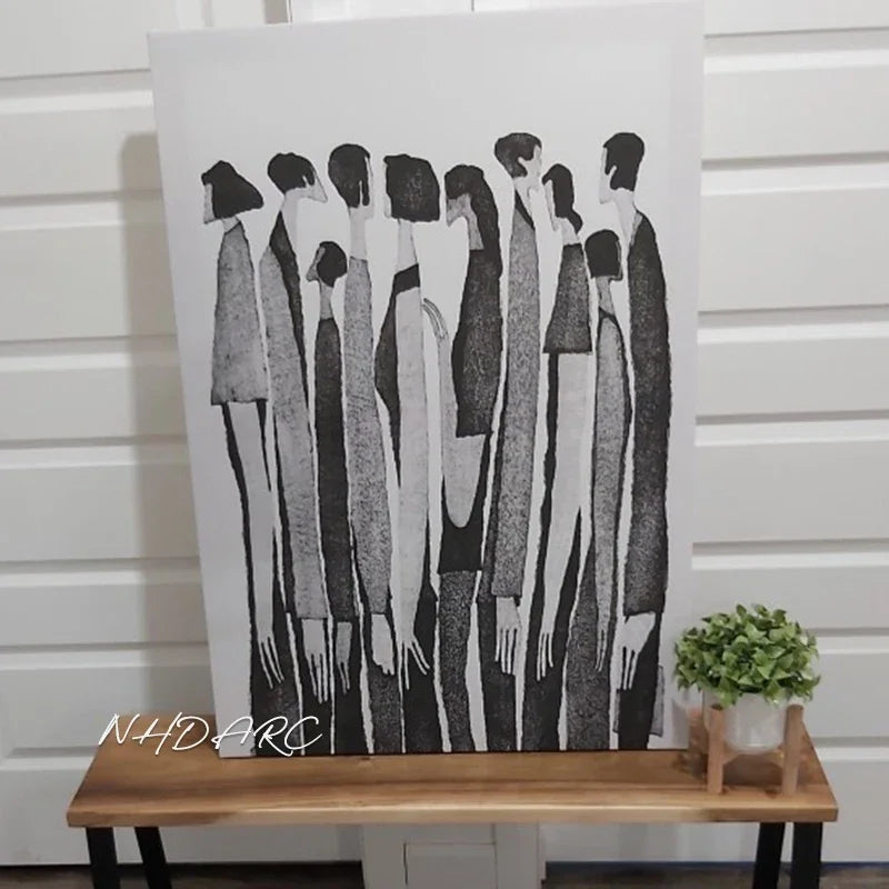 Arte Abstrata Moderna da Parede, Personagens Preto e Branco, Pôster de Lona HD, Impressão, Casa, Quarto, Sala de estar, Decoração, Escandinavo, Moda, Quadro Abstrato Personagens Preto e Branco, Impressão-em Lona, Decoração-Parede, Arte-Moderna, Arte-em-Tela, Arte de Parede, Artes Contemporâneas, Tela Abstrata Preto e Branco, Quadro em Preto e Branco, Quadro Decorativo Moderno Preto e Branco, Decorativo Moderno, Quadro Decorativo Minimalista em Preto e Branco Personagens-Lojas Bratta