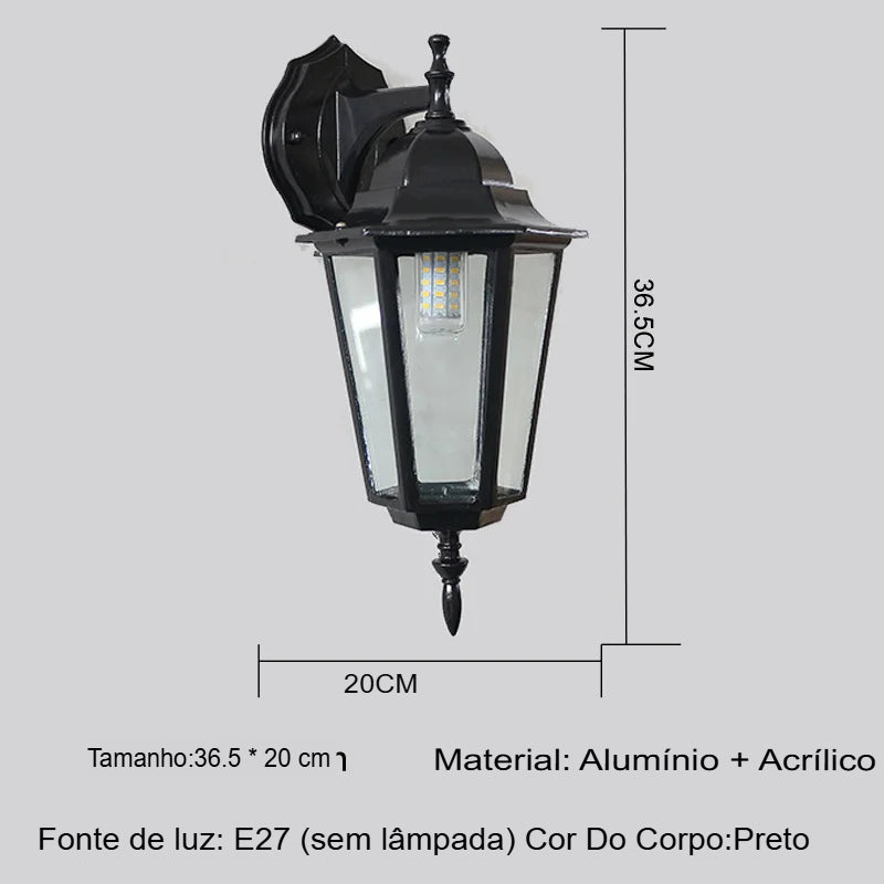 Luminária de Parede Retrô, Luminária Externa Clássica, Luminária para Jardim, Luminária para Varanda, Luminária para Pátio, Iluminação para Áreas Externas, Luminária Estilo Retrô para Exterior, Luminária com Design Clássico, Luminária Sofisticada para Jardim, Iluminação Retrô Externa, Luminária de Parede para Área Externa, Luminária Elegante para Varanda, Luminária Vintage de Parede, Iluminação Decorativa Externa, Luminária Bratta para Jardim, Luminária Externa com Estilo Europeu Clássico — Lojas Bratta