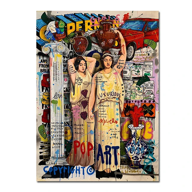 Quadros em Tela, Quadro em Canvas Pop Arte, Quadro Decorativo Pop Arte, Quadro Decorativo Pintura Grafite, Quadro Arte Pop Grafite, Pôster Arte Moderna Abstrata, Graffiti, Decoração Moderna, Arte Pop-Lojas Bratta
