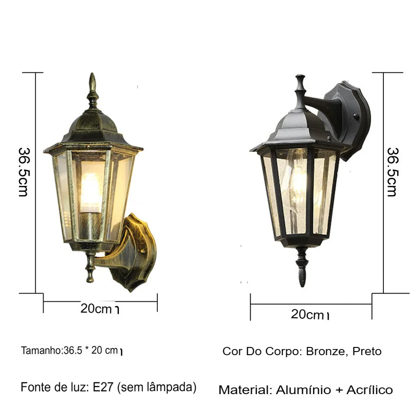 Luminária de Parede Retrô, Luminária Externa Clássica, Luminária para Jardim, Luminária para Varanda, Luminária para Pátio, Iluminação para Áreas Externas, Luminária Estilo Retrô para Exterior, Luminária com Design Clássico, Luminária Sofisticada para Jardim, Iluminação Retrô Externa, Luminária de Parede para Área Externa, Luminária Elegante para Varanda, Luminária Vintage de Parede, Iluminação Decorativa Externa, Luminária Bratta para Jardim, Luminária Externa com Estilo Europeu Clássico — Lojas Bratta