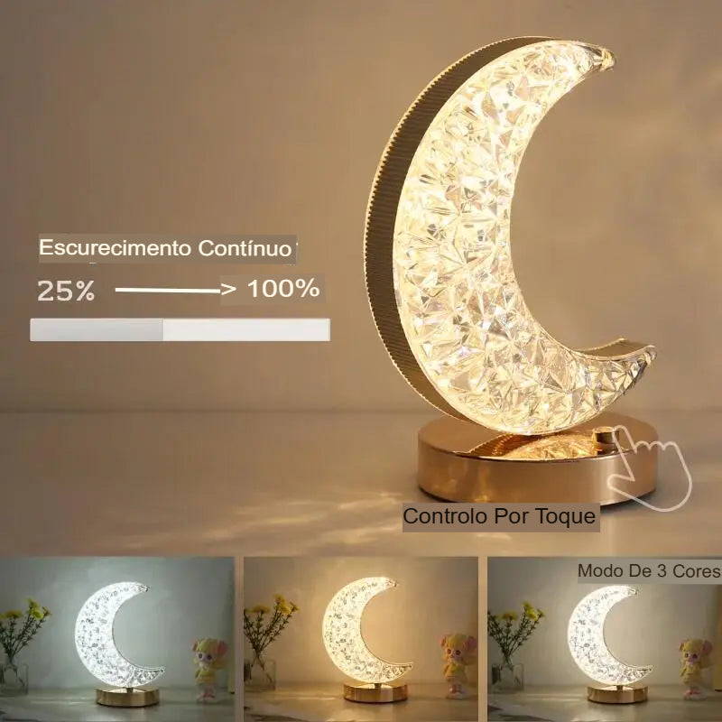 Luminária De Mesa LED Cristal, Luminária Cristal Lua, Luz Noturna Com Design De Lua, Luminária Com Escurecimento Contínuo, Luminária Touch Com Controle Remoto, Luz Decorativa Para Quarto, Luminária LED Com Carregamento USB, Luminária De Cristal Com Estilo, Iluminação Para Dormir Suave, Luminária Moderna Para Sala, Luz De Mesa Com Toque, Luminária LED Para Cabeceira, Luminária Com Luz Ajustável, Luminária Elegante Para Escritório, Iluminação Contemporânea – Lojas Bratta
