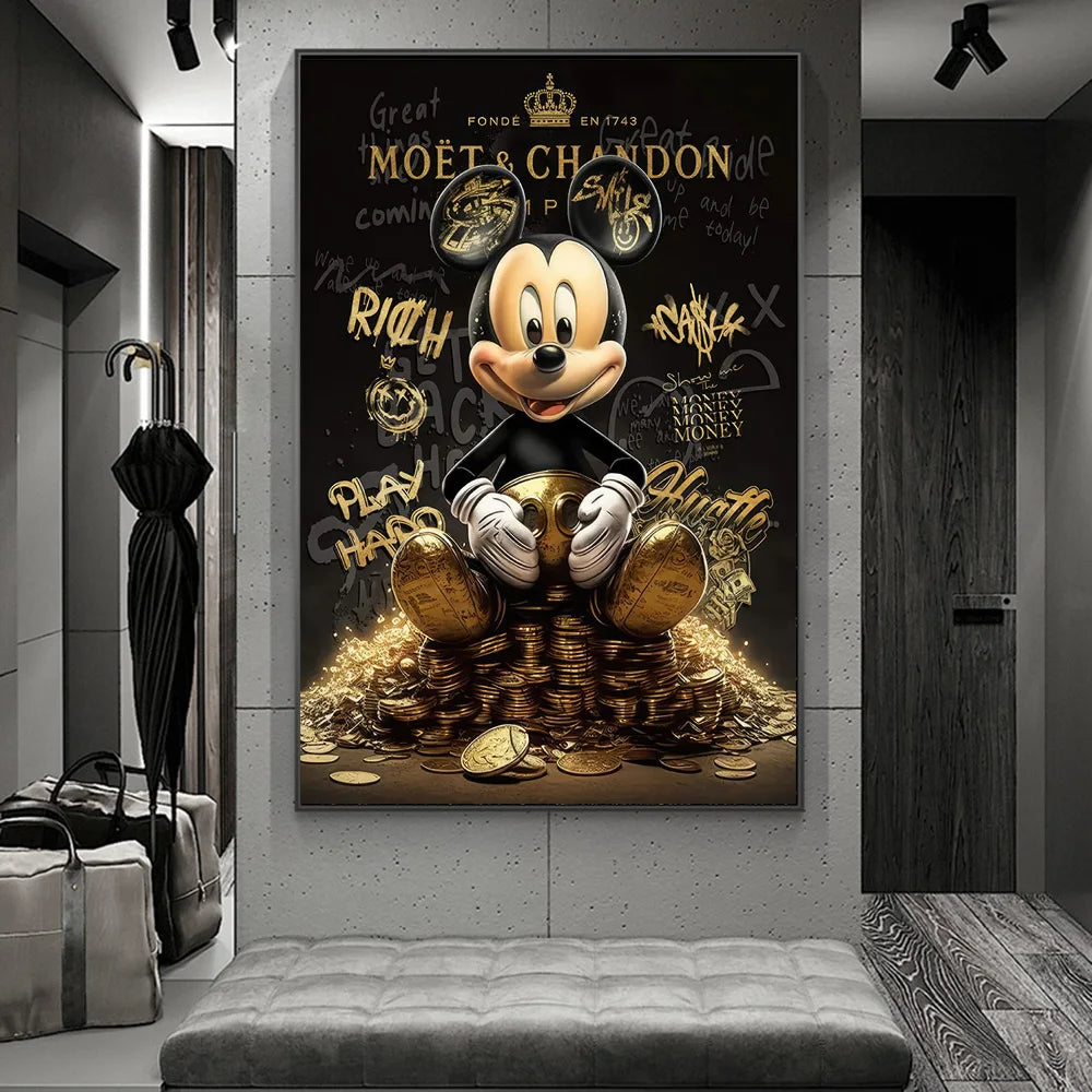 Pintura abstrata dourada da lona, motivação rica Micky, parede arte cartazes e impressões, dinheiro Graffiti Pictures, Quadro Decorativo Tio Patinhas, Quadro Decorativo Reprodução Artística Mickey Mouse, Quadro Decorativo Pato Donald, Quadro Decorativo Mickey Mouse e Pato Donald, Quadro Decorativo Mickey Mouse, Quadro Decorativo Disney Mickey Mouse e Tio Patinhas, Pintura Abstrata, Personagens da Disney, Graffiti Art, Decoração de Parede, Arte Moderna-Lojas Bratta