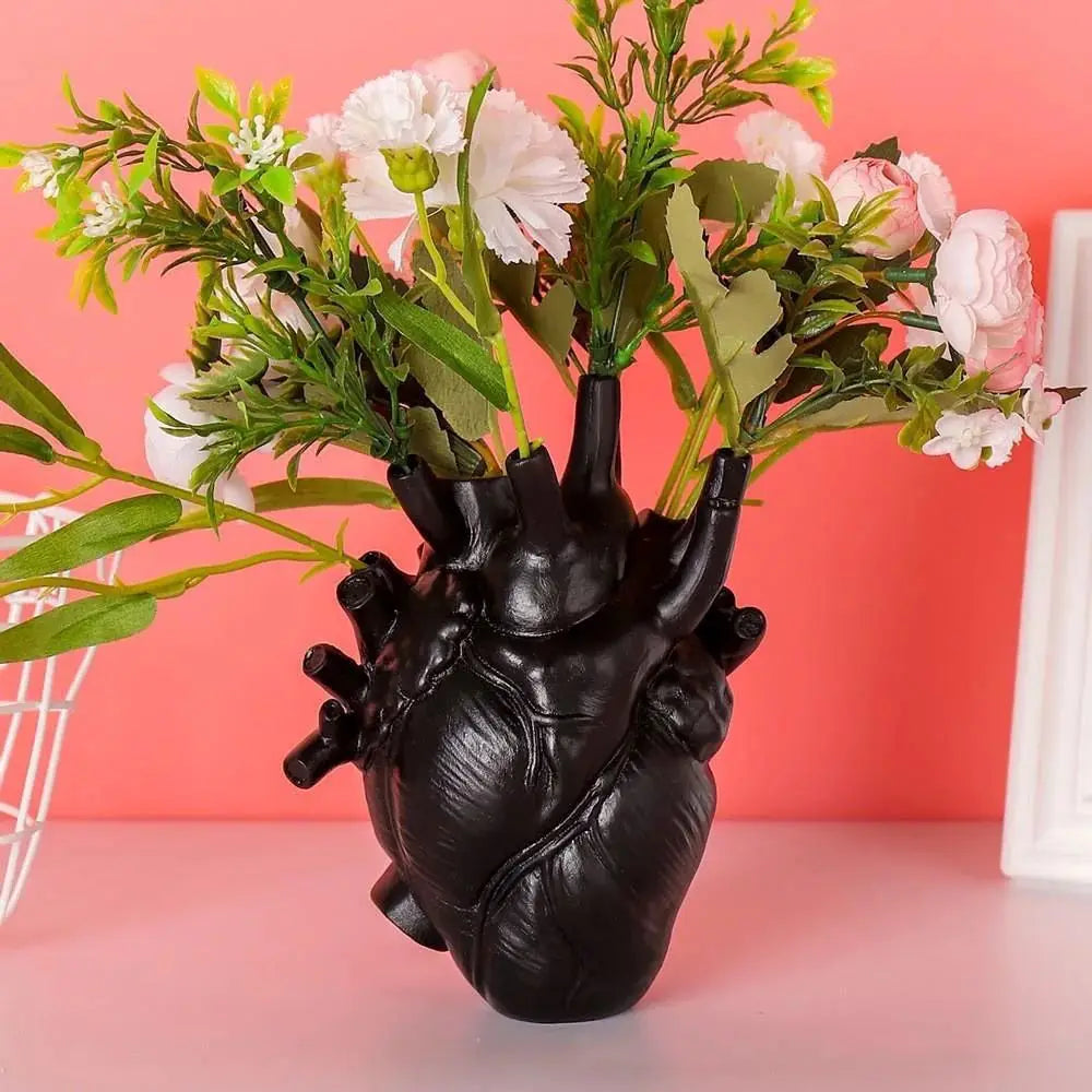 Vaso de resina em forma de coração, disponível em 4 cores (preto, branco, vermelho, dourado), ideal para arranjos florais e decoração de interiores, vaso decorativo para casa, quarto, escritório, estudo, peça moderna e criativa, Vaso Coração Bratta