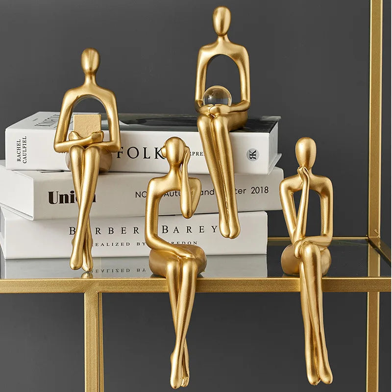 Golden Bookshelf Escultura Decorações para Sala De Estar, Figurinhas Modernas, Decoração Para Casa, Estátuas Do Pensador, Prateleira Mesa Decor, resina, Prettidecor Decoração de Casa Dourada, Golden Bookshelf Escultura, Estátua Abstrata, Estátua Abstracta, Estatuetas, Esculturas, Escultura Estudantes Arte Moderna, Escultura de Decoração, Decoração moderna-Lojas Bratta