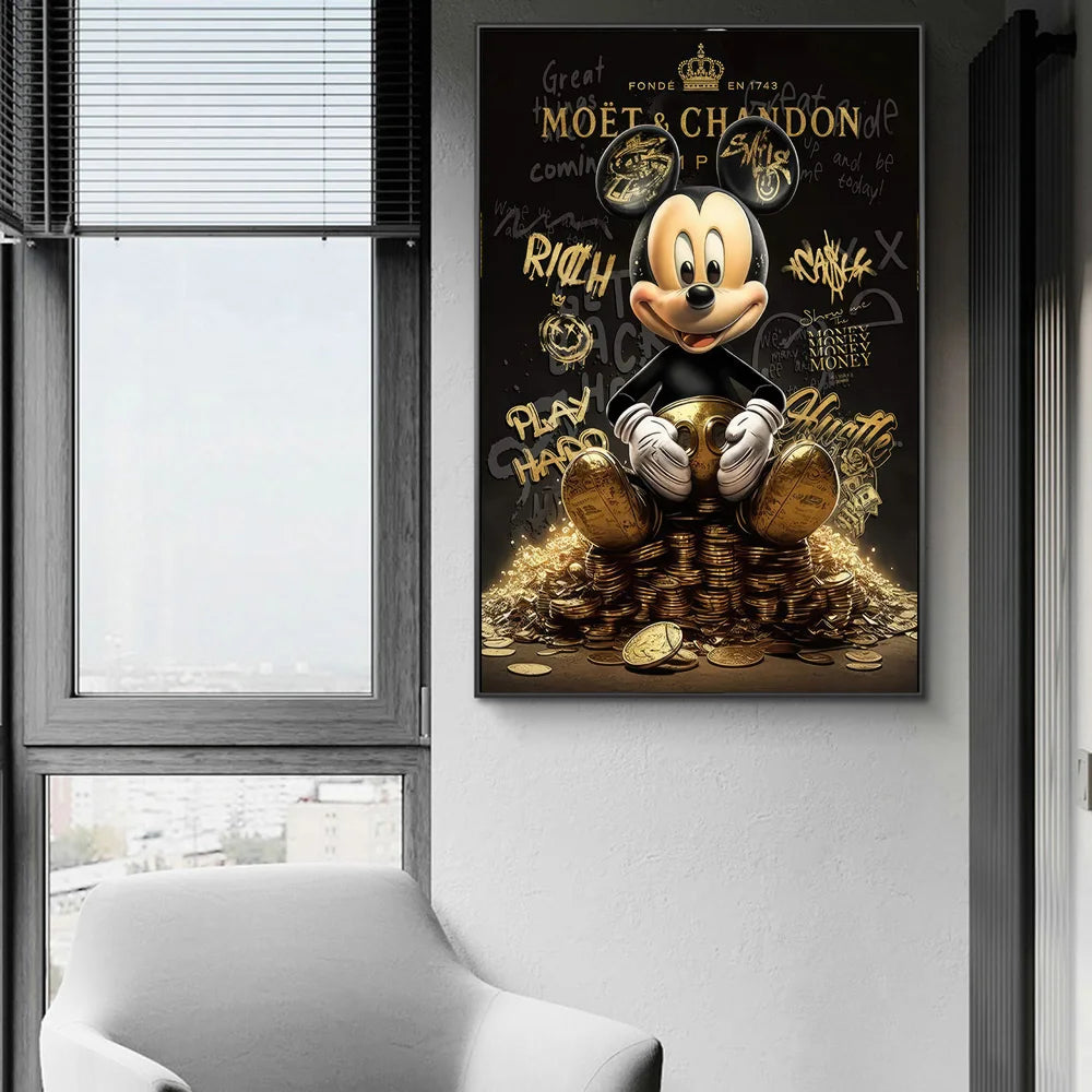 Pintura abstrata dourada da lona, motivação rica Micky, parede arte cartazes e impressões, dinheiro Graffiti Pictures, Quadro Decorativo Tio Patinhas, Quadro Decorativo Reprodução Artística Mickey Mouse, Quadro Decorativo Pato Donald, Quadro Decorativo Mickey Mouse e Pato Donald, Quadro Decorativo Mickey Mouse, Quadro Decorativo Disney Mickey Mouse e Tio Patinhas, Pintura Abstrata, Personagens da Disney, Graffiti Art, Decoração de Parede, Arte Moderna-Lojas Bratta