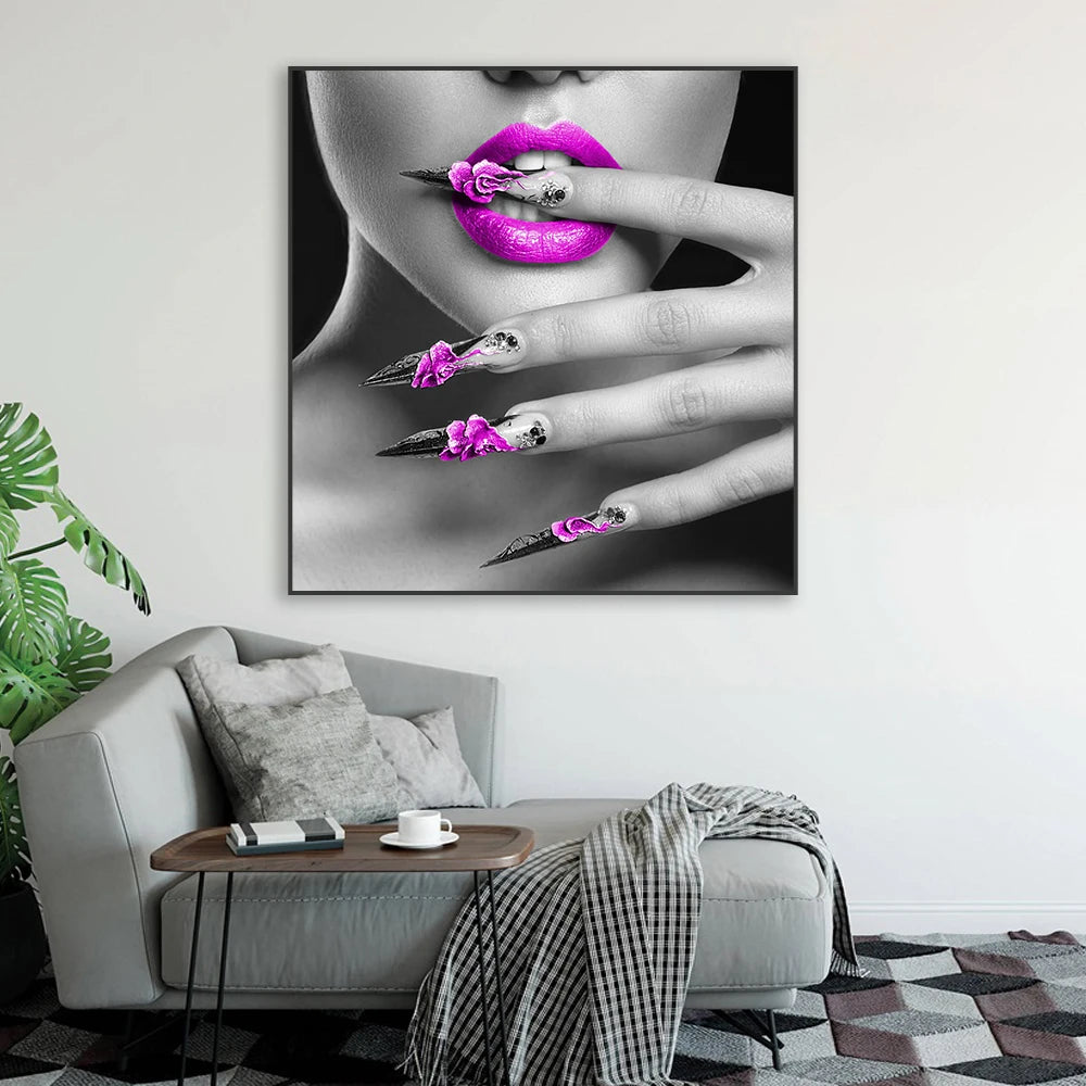 Cartaz mulher moderna com lábios roxos e unhas impressão, pintura de parede, spa, banheiro, salão de beleza, Quadro sem Moldura, Quadro Decorativo Moderno Preto e Branco, Quadro Decorativo Moderno, Quadro Decorativo Lábios Roxos e Unhas Elegantes, Quadro Decorativo LábiosQuadro Decorativo Arte Moderna Lábios, Quadro Decorativo Arte Moderna, Quadro Decorativo Arte em Tela, Quadro Decorativo Abstrato Moderno, Quadro Decorativo Abstrato, Decoração Moderna, Decoração Elegante, Cartaz-Moderno-Lojas Bratta