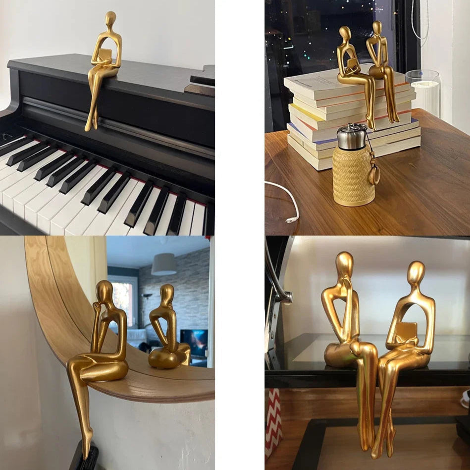Golden Bookshelf Escultura Decorações para Sala De Estar, Figurinhas Modernas, Decoração Para Casa, Estátuas Do Pensador, Prateleira Mesa Decor, resina, Prettidecor Decoração de Casa Dourada, Golden Bookshelf Escultura, Estátua Abstrata, Estátua Abstracta, Estatuetas, Esculturas, Escultura Estudantes Arte Moderna, Escultura de Decoração, Decoração moderna-Lojas Bratta