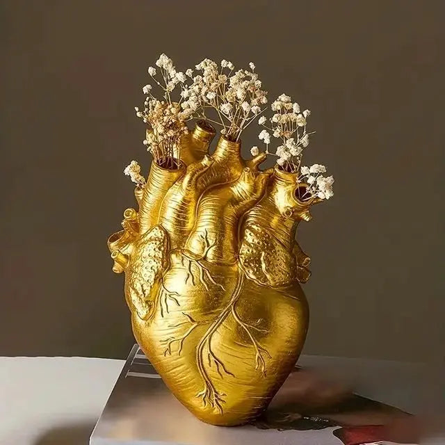 Vaso de resina em forma de coração, disponível em 4 cores (preto, branco, vermelho, dourado), ideal para arranjos florais e decoração de interiores, vaso decorativo para casa, quarto, escritório, estudo, peça moderna e criativa, Vaso Coração Bratta