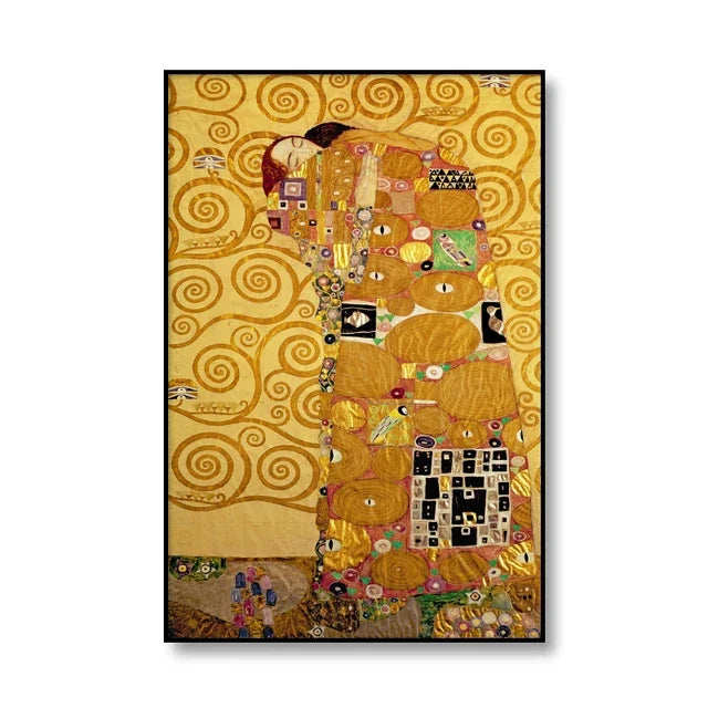 Clássico Gustav Klimt Família Famosa Pintura Da Lona, Rasgar Beijo Ouro Moderno Posters, Wall Art Impressões, Imagem para Home Decor