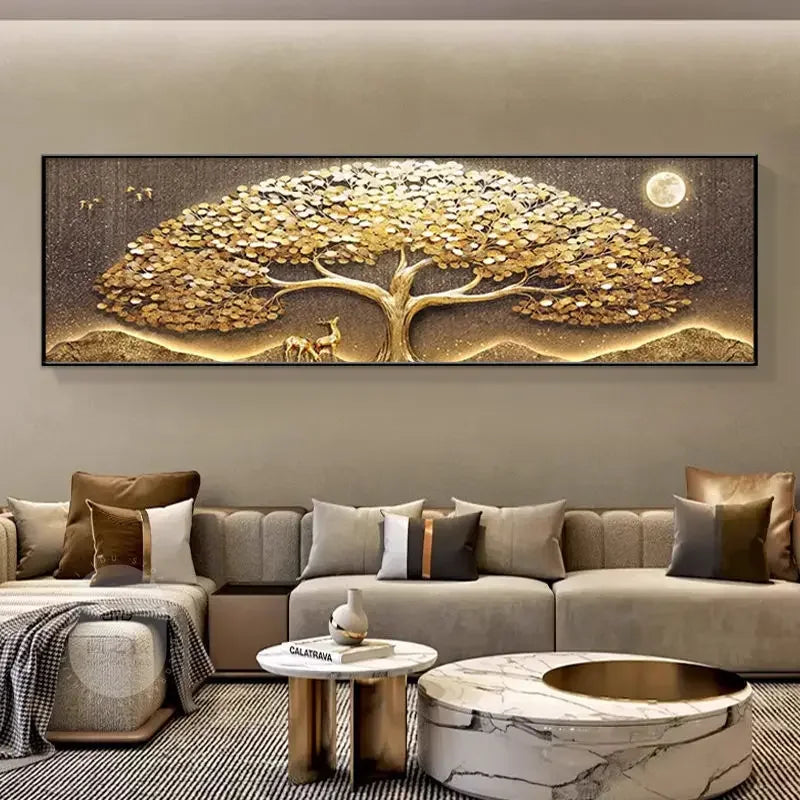 Imagem abstrata do cartaz da árvore dourada, pintura da lona, estilo do Wabi-sabi, mural da fortuna, luxo claro, Árvore Dourada, Quadro Pintura Árvore, Quadro Decorativo Pintura Árvore, Quadro Decorativo Moderno, Quadro Decorativo, Pintura em Lona, Decoração de Luxo, Arte Moderna, Quadro Decorativo de Arte de Parede em Tela Floral, Quadro Decorativo Pintura em Tela Abstrato Flores-Lojas Bratta