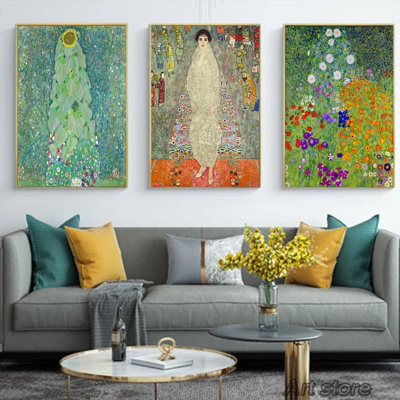 Clássico Gustav Klimt Família Famosa Pintura Da Lona, Rasgar Beijo Ouro Moderno Posters, Wall Art Impressões, Imagem para Home Decor