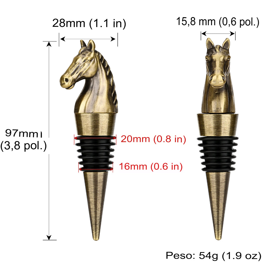 Rolha de Vinho, Cabeça de Cavalo, Tampa Decorativa, Vedação de Garrafa, Rolha Criativa, Acessório para Vinho, Presente para Amantes de Cavalos, Tampa com Estilo, Design Equestre, Rolha de Liga de Zinco, Silicone Flexível, Tampa para Champanhe, Vedação Hermética, Estilo Rústico, Tampa para Azeite, Presente Sofisticado, Tampa com Design Exclusivo, Item Decorativo para Bar, Lojas Bratta.
