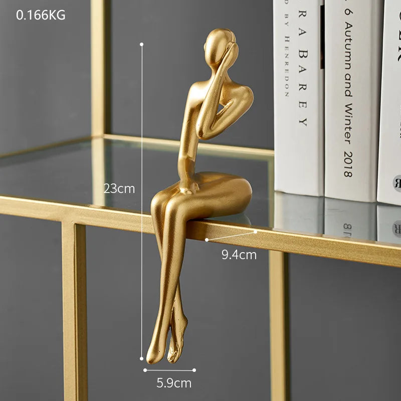Golden Bookshelf Escultura Decorações para Sala De Estar, Figurinhas Modernas, Decoração Para Casa, Estátuas Do Pensador, Prateleira Mesa Decor, resina, Prettidecor Decoração de Casa Dourada, Golden Bookshelf Escultura, Estátua Abstrata, Estátua Abstracta, Estatuetas, Esculturas, Escultura Estudantes Arte Moderna, Escultura de Decoração, Decoração moderna-Lojas Bratta