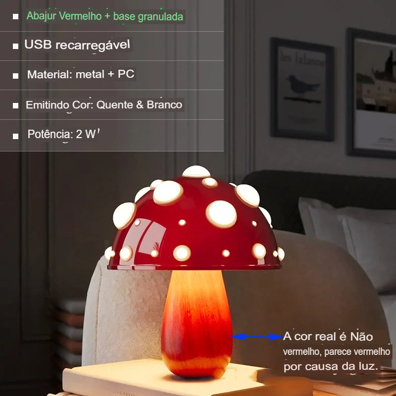 Luminária LED Cogumelo, Luminária De Mesa Criativa, Luz Noturna Em Formato De Cogumelo, Luminária Com Duas Cores, Luminária Infantil Divertida, Luz Decorativa Para Quarto, Luminária Lúdica Para Sala, Abajur Estilo Cogumelo, Luminária Charmosa De LED, Luminária Para Cabeceira, Luz De Mesa Estilo Fada, Luminária Colorida Para Dormir, Iluminação Criativa E Suave, Luz LED Com Design Encantador, Luminária Moderna E Caprichosa – Lojas Bratta