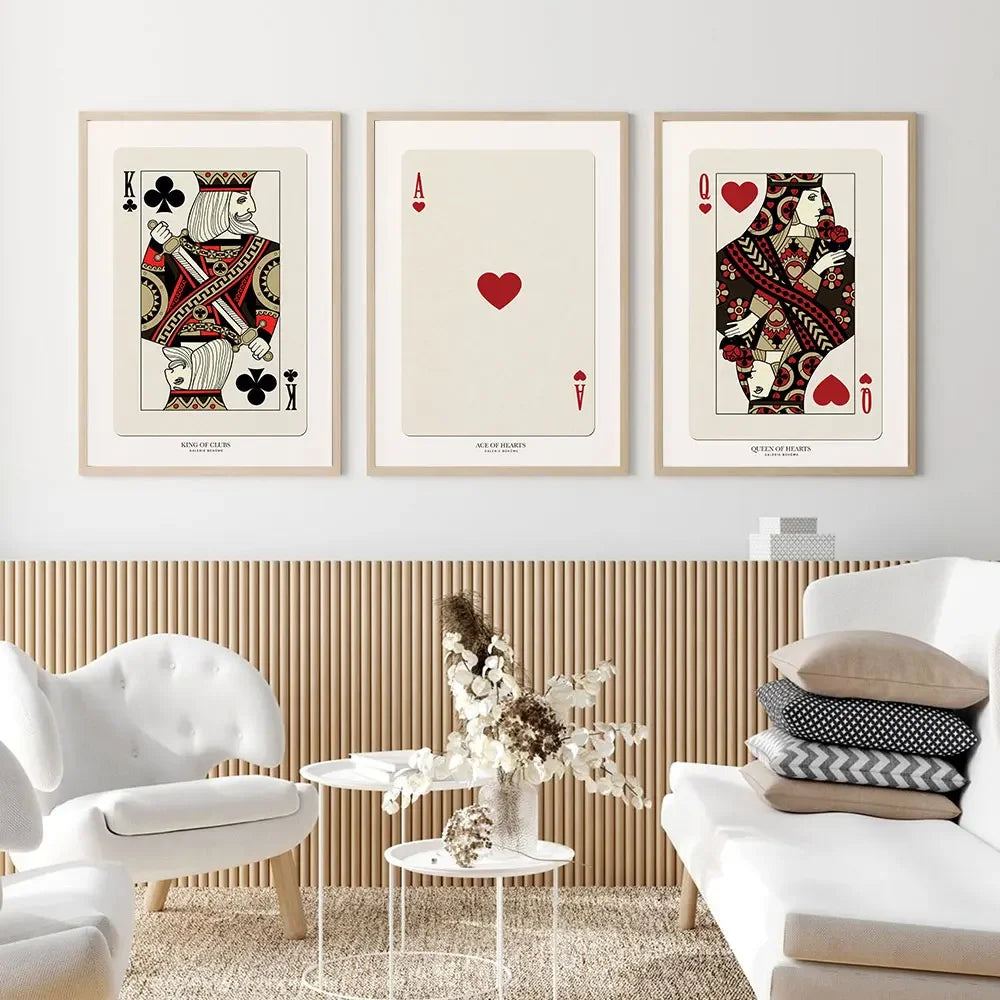 Clássico Vintage Arte da Parede de Jogar Cartas, Rei Ameixas, Ás Corações, Cartaz Impresso Em Tela HD, Sala De Estar Em Casa e Decoração Do Quarto, Tela de Pintura, Quadro Decorativo Cartas de Baralho, Quadro de Parede Cartas Retrô Jogo de Baralho, Quadro de Parede Cartas de Baralho, Decoração Vintage, Cartas de Baralho, Arte de Parede-Lojas Bratta