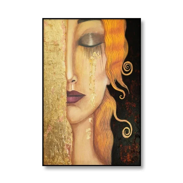 Clássico Gustav Klimt Família Famosa Pintura Da Lona, Rasgar Beijo Ouro Moderno Posters, Wall Art Impressões, Imagem para Home Decor
