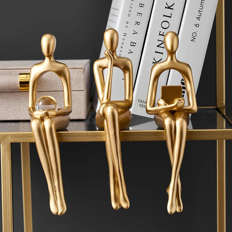 Golden Bookshelf Escultura Decorações para Sala De Estar, Figurinhas Modernas, Decoração Para Casa, Estátuas Do Pensador, Prateleira Mesa Decor, resina, Prettidecor Decoração de Casa Dourada, Golden Bookshelf Escultura, Estátua Abstrata, Estátua Abstracta, Estatuetas, Esculturas, Escultura Estudantes Arte Moderna, Escultura de Decoração, Decoração moderna-Lojas Bratta