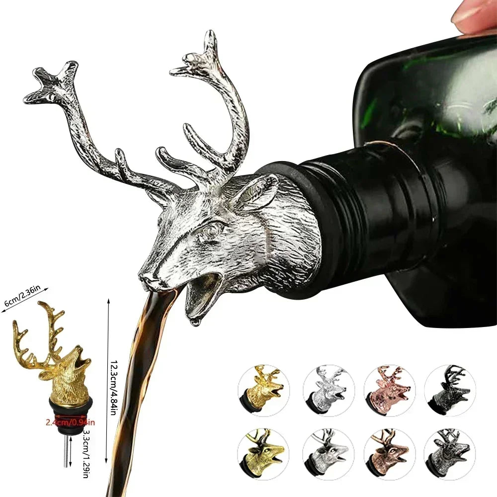 Dispensador de Vinho, Design de Veado, Decoração de Vinho, Acessório de Bar, Aço Inoxidável, Rolha de Vinho, Preservador de Vinho, Selo Hermético, Cabeça de Veado, Vinho Fresco, Vinho Premium, Acessório Criativo, Presentes para Amantes de Vinho, Bar de Vinho, Decoração Criativa, Dispensador Criativo, Acessórios para Casa, Decoração Elegante, Veado de Metal, Lojas Bratta.