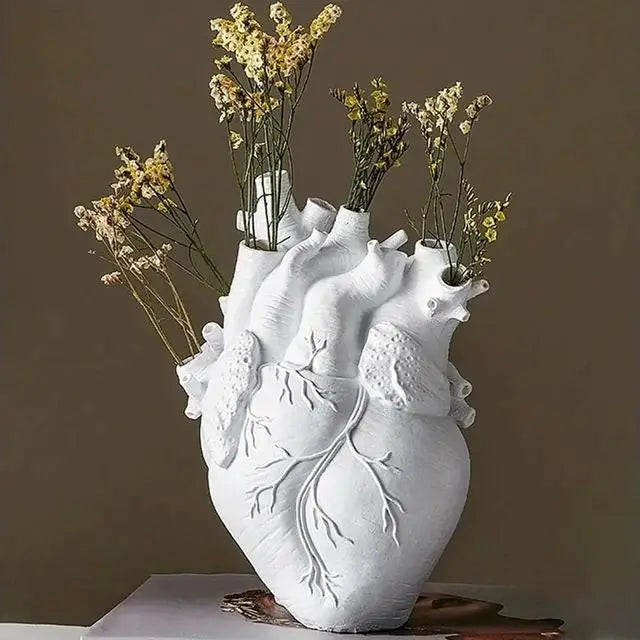 Vaso de resina em forma de coração, disponível em 4 cores (preto, branco, vermelho, dourado), ideal para arranjos florais e decoração de interiores, vaso decorativo para casa, quarto, escritório, estudo, peça moderna e criativa, Vaso Coração Bratta