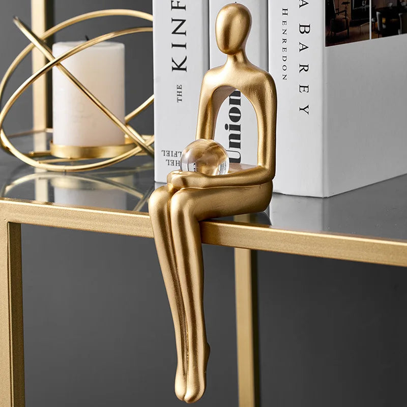Golden Bookshelf Escultura Decorações para Sala De Estar, Figurinhas Modernas, Decoração Para Casa, Estátuas Do Pensador, Prateleira Mesa Decor, resina, Prettidecor Decoração de Casa Dourada, Golden Bookshelf Escultura, Estátua Abstrata, Estátua Abstracta, Estatuetas, Esculturas, Escultura Estudantes Arte Moderna, Escultura de Decoração, Decoração moderna-Lojas Bratta