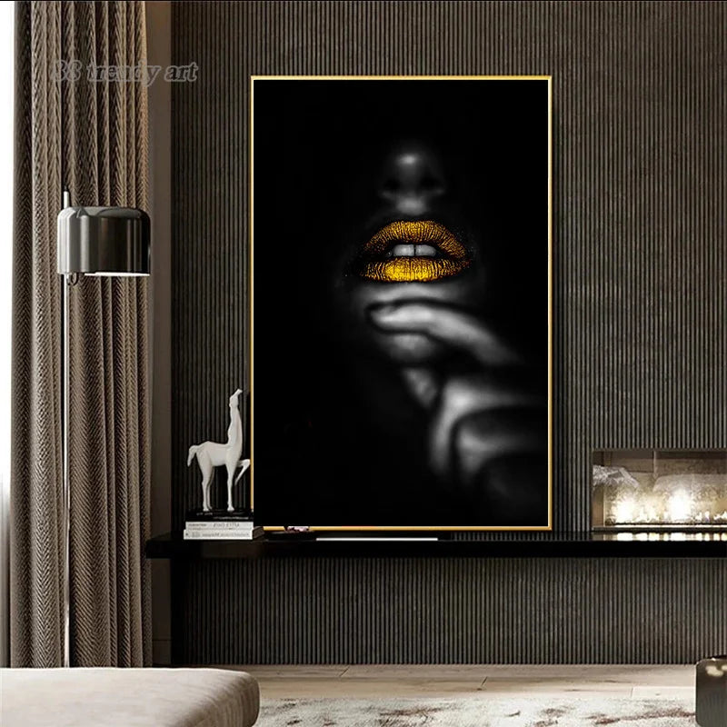 Pôster de Retrato de Mulher Negra com Lábios Dourados Modernos, Tela de Impressão de Parede, Quadros Decorativos, Arte Abstrata em Telas, Arte em Tela Abstrata, Tela em Tecido Abstrato, Painéis Abstrato em Tela Para Sala,Quadro Decorativo Mulher Lábios em Tela Canvas, Quadro Decorativo, Mulher Lábios Dourados em Tela Canvas, Quadro Decorativo Mulher Lábios Dourados, Quadro Decorativo Mulher Lábios Dourado Tela em Canvas, Quadro Abstrato Mulher Lábios Dourado-Lojas Bratta