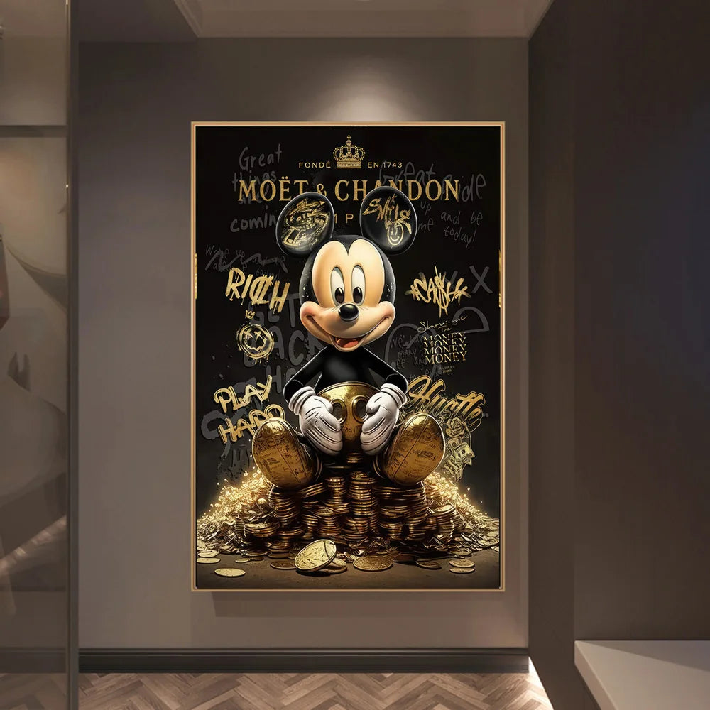 Pintura abstrata dourada da lona, motivação rica Micky, parede arte cartazes e impressões, dinheiro Graffiti Pictures, Quadro Decorativo Tio Patinhas, Quadro Decorativo Reprodução Artística Mickey Mouse, Quadro Decorativo Pato Donald, Quadro Decorativo Mickey Mouse e Pato Donald, Quadro Decorativo Mickey Mouse, Quadro Decorativo Disney Mickey Mouse e Tio Patinhas, Pintura Abstrata, Personagens da Disney, Graffiti Art, Decoração de Parede, Arte Moderna-Lojas Bratta