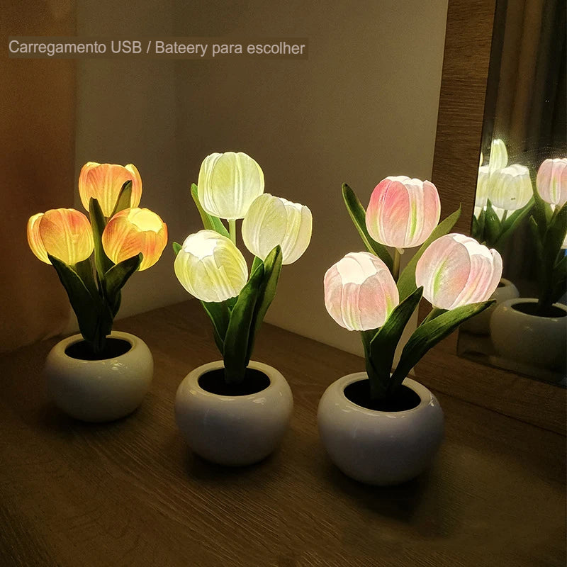 Luminária De Mesa LED Tulipa, Luz Noturna LED Tulip, Luminária Com Formato De Flor, Luminária Romântica Para Quarto, Abajur Floral Com Luz Suave, Luminária De Mesa Decorativa, Iluminação Com Estilo Caprichoso, Luz LED Para Dormir, Luminária Criativa Em Forma De Tulipa, Luz Noturna Para Ambientes Aconchegantes, Luminária Charmosa Para Sala, Iluminação Floral Moderna, Luz De Mesa Com Design Romântico, Abajur Tulipa LED Econômico – Lojas Bratta
