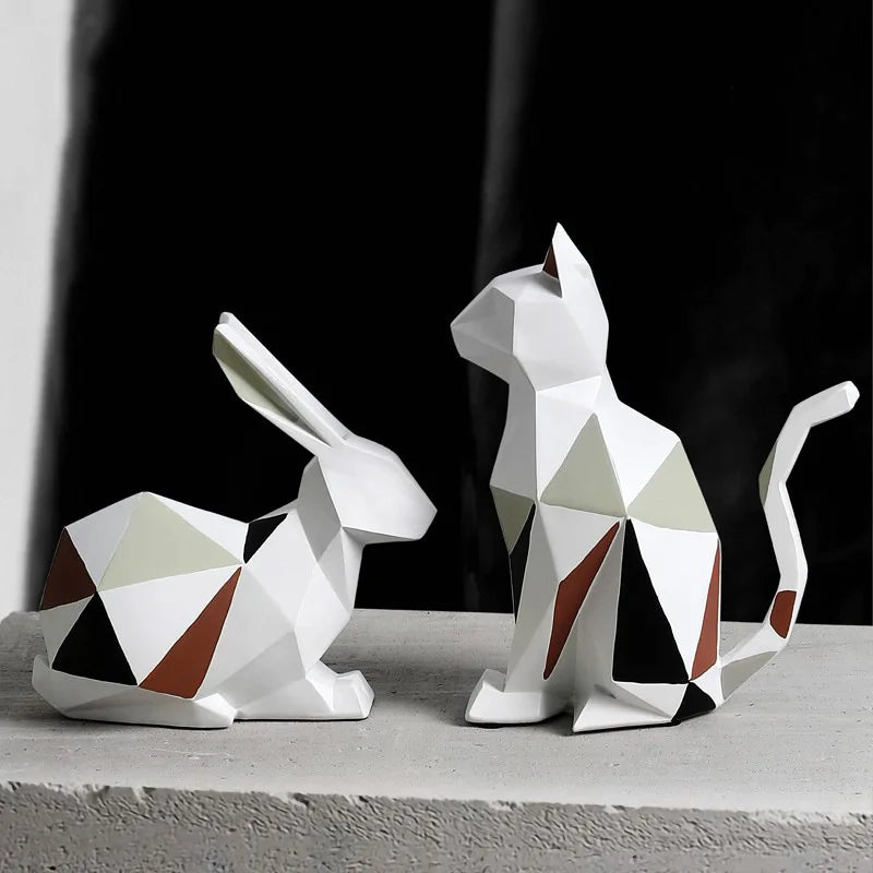 Escultura Geométrica, Escultura de Resina, Escultura Abstrata, Gato Geométrico, Coelho Geométrico, Escultura Gato e Coelho, Decoração Moderna, Decoração Minimalista, Arte Moderna, Estátua Decorativa, Obra de Arte em Resina, Design Contemporâneo, Decoração Nórdica, Escultura Animal Abstrata, Ornamento de Resina, Presente Sofisticado, Presente Criativo, Decoração para Escritório, Decoração de Sala, Decoração de Interiores, Estilo Escandinavo, Arte Abstrata, Decoração Estilosa, Escultura - Lojas Bratta