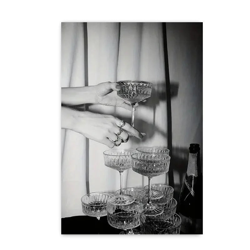 Preto e branco Champagne Canvas Wall Art, Beleza Wine Glass Poster, Impressão para sala de estar, Banheiro, Decoração de casa, Quadro Moderno em Preto e Branco, Quadro Design Abstrato Preto e Branco, Quadro Decorativo Moderno Preto e Branco, Quadro Decorativo Abstrato Preto e Branco, Quadro Decorativo, Quadro de Pintura Preto e BrancoPintura Abstrata Preto e Branco, Impressão Digital, Decoração Moderna, Arte em Tela,, Preto e Branco, Arte em Tela-Lojas Bratta