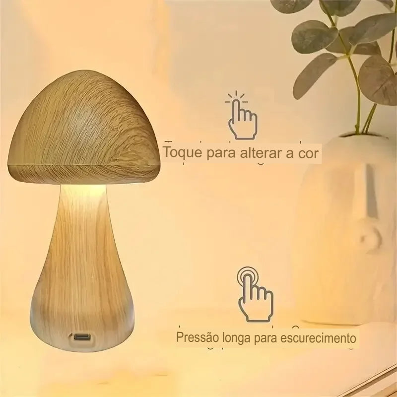 Abajur Retrô Sensor De Toque, Luminária Em Formato De Cogumelo, Abajur Mushroom Com LED, Luz Noturna Com Sensor De Toque, Abajur LED Para Quarto, Luminária Para Mesa De Cabeceira, Luz Decorativa Retrô, Iluminação Com Estilo Vintage, Luminária Fofa E Funcional, Abajur De Mesa Com Toque, Luz LED De Toque, Luminária Noturna Infantil, Iluminação Para Sala Aconchegante, Luz Criativa Em Formato De Cogumelo, Decoração Com Luminária Diferente – Lojas Bratta