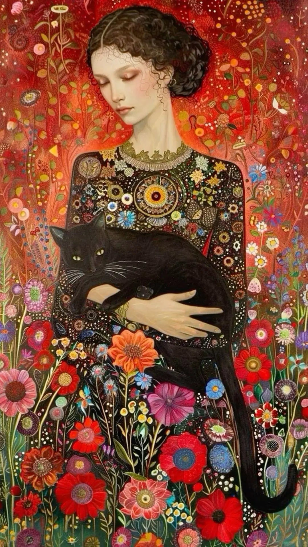 Mulher abstrata e gato lona pintura arte da parede, elegante menina cartaz, impressões para escritório, sala de estar, Home Decor, Gustav Klimt, Quadro em Telas Canvas Mulher e Gato, Quadro em Telas Canvas, Pintura AbstrataMulher Abstrata e Gato Pintura em Tela, Impressão em tela, Decoração Moderna, Arte em Tela Mulher Abstrata e Gato, Arte em Tela-Lojas Bratta