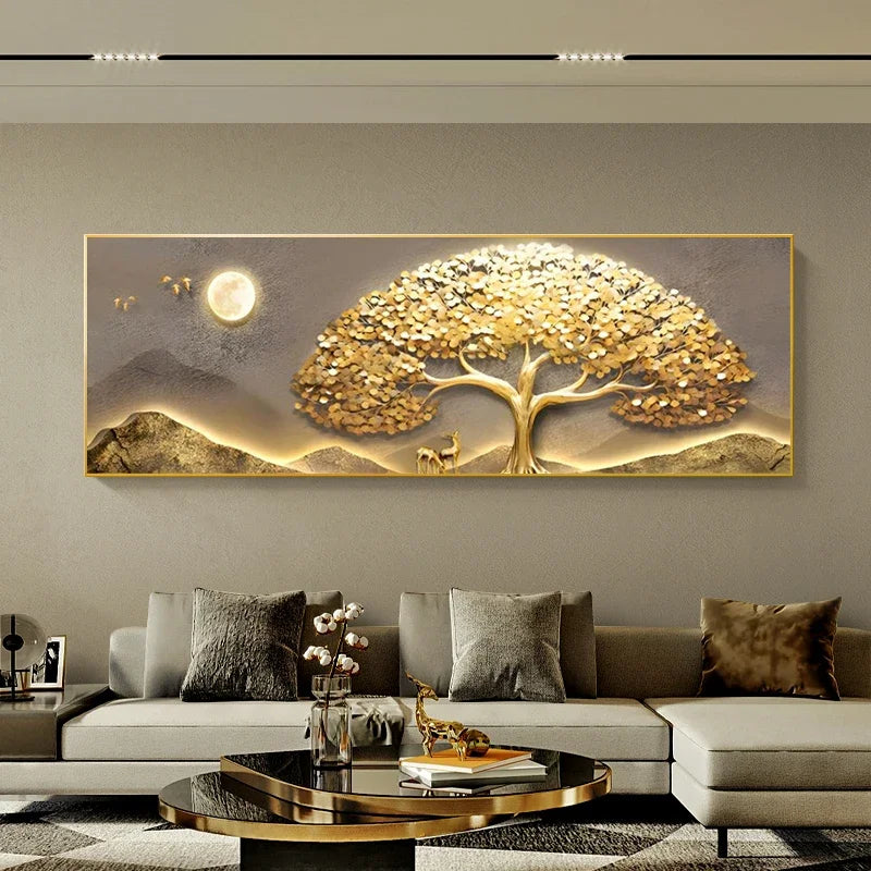 Imagem abstrata do cartaz da árvore dourada, pintura da lona, estilo do Wabi-sabi, mural da fortuna, luxo claro, Árvore Dourada, Quadro Pintura Árvore, Quadro Decorativo Pintura Árvore, Quadro Decorativo Moderno, Quadro Decorativo, Pintura em Lona, Decoração de Luxo, Arte Moderna, Quadro Decorativo de Arte de Parede em Tela Floral, Quadro Decorativo Pintura em Tela Abstrato Flores-Lojas Bratta