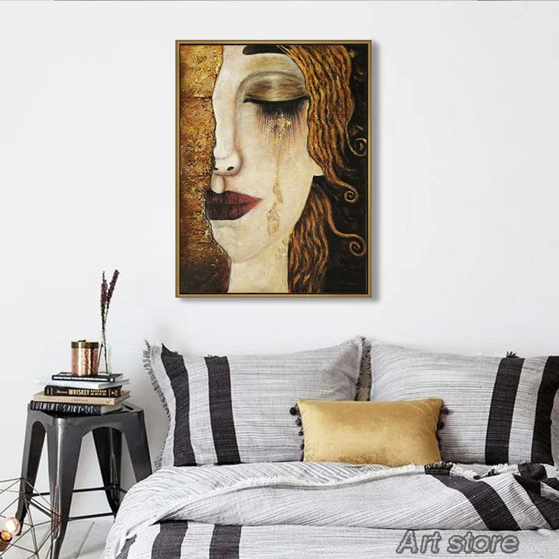 Clássico Gustav Klimt Família Famosa Pintura Da Lona, Rasgar Beijo Ouro Moderno Posters, Wall Art Impressões, Imagem para Home Decor