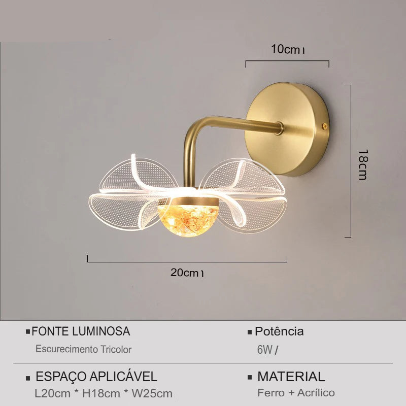 Luminária LED de Parede Motivo-Flower, Aplique de Parede LED Moderno em Formato de Flor de Luxo Para Quarto, Cabeceira, Escritório, Salas, Luminária de Parede, Luminária decorativa de Parede, Iluminação Moderna, Luminária de Luxo, Luminária de Parede LED, Decoração de Casa, Flor, Design, Luminária de Parede Arandela Flower, Arandela de Parede Decorativa, Iluminação Criativa, Luz Decorativa Floral, Estilo Sofisticado – Lojas Bratta