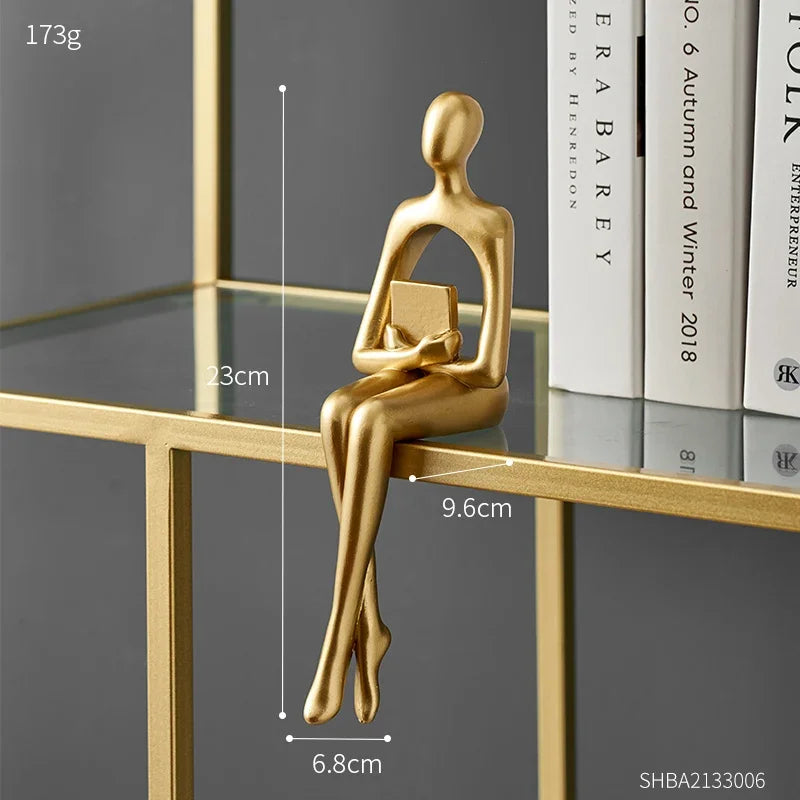 Golden Bookshelf Escultura Decorações para Sala De Estar, Figurinhas Modernas, Decoração Para Casa, Estátuas Do Pensador, Prateleira Mesa Decor, resina, Prettidecor Decoração de Casa Dourada, Golden Bookshelf Escultura, Estátua Abstrata, Estátua Abstracta, Estatuetas, Esculturas, Escultura Estudantes Arte Moderna, Escultura de Decoração, Decoração moderna-Lojas Bratta