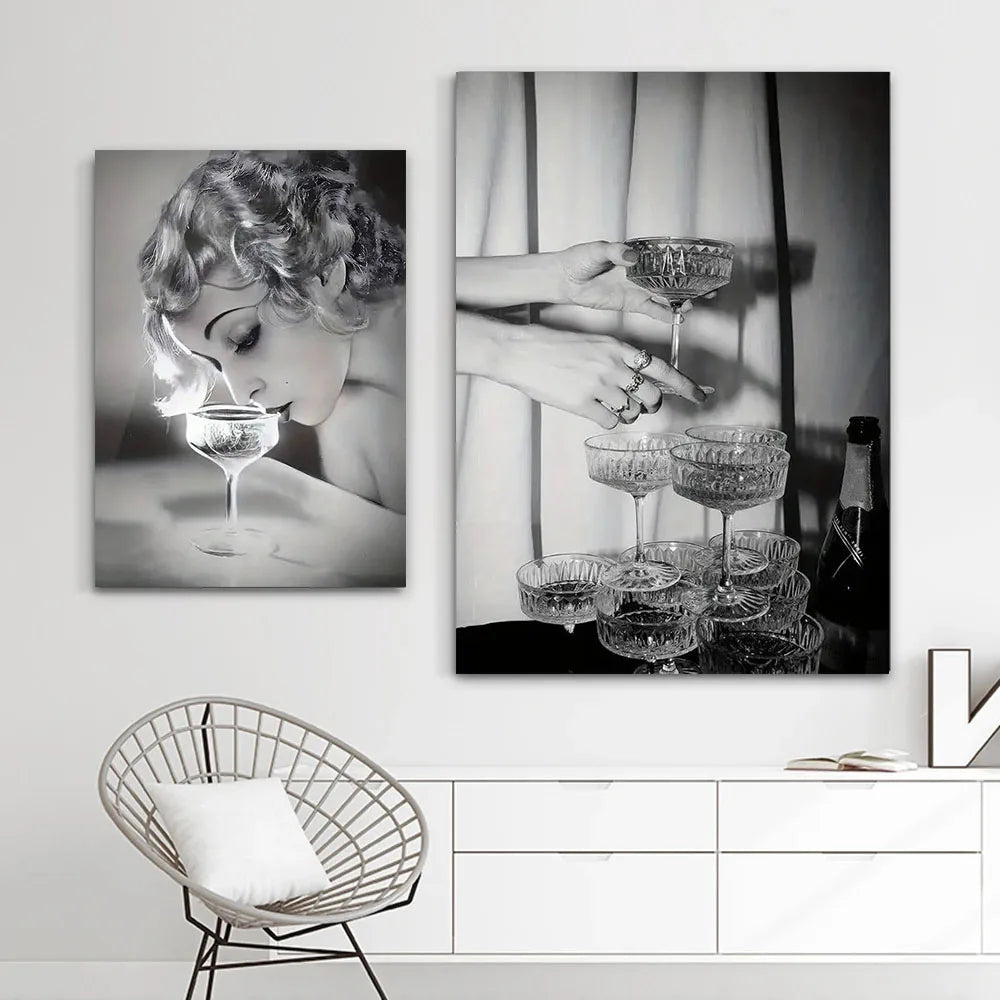 Preto e branco Champagne Canvas Wall Art, Beleza Wine Glass Poster, Impressão para sala de estar, Banheiro, Decoração de casa, Quadro Moderno em Preto e Branco, Quadro Design Abstrato Preto e Branco, Quadro Decorativo Moderno Preto e Branco, Quadro Decorativo Abstrato Preto e Branco, Quadro Decorativo, Quadro de Pintura Preto e BrancoPintura Abstrata Preto e Branco, Impressão Digital, Decoração Moderna, Arte em Tela,, Preto e Branco, Arte em Tela-Lojas Bratta