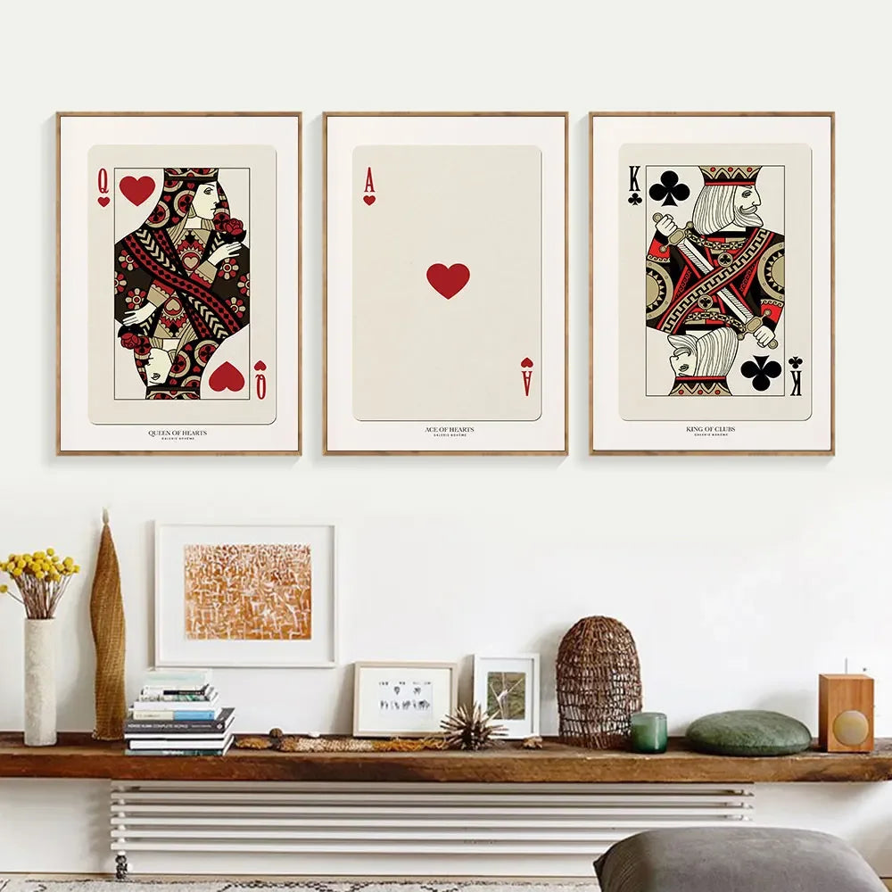 Clássico Vintage Arte da Parede de Jogar Cartas, Rei Ameixas, Ás Corações, Cartaz Impresso Em Tela HD, Sala De Estar Em Casa e Decoração Do Quarto, Tela de Pintura, Quadro Decorativo Cartas de Baralho, Quadro de Parede Cartas Retrô Jogo de Baralho, Quadro de Parede Cartas de Baralho, Decoração Vintage, Cartas de Baralho, Arte de Parede-Lojas Bratta