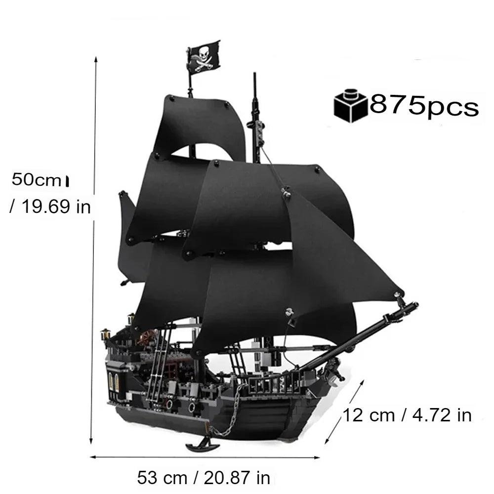 MOC-Piratas do Caribe Navios Blocos de Construção, Veleiro Pérola Negra, Navio de Vingança, Blocos de Construção, Blocos de Navio Pérola Negra Piratas do Caribe, Modelo Temático, Pearl Black, Navio Pirata, Navio Pirata Pérola Negra, Conjunto de Construção de Navio Pirata Pérola Negra, Conjunto de Construção de Navio Pirata, Conjunto de Blocos de Construção de Navio Pirata, Colecionável, Brinquedos, Bloco de Construção Clássico de Navio Pirata Pérola Negra, Bloco de Construção Clássico-Lojas Bratta