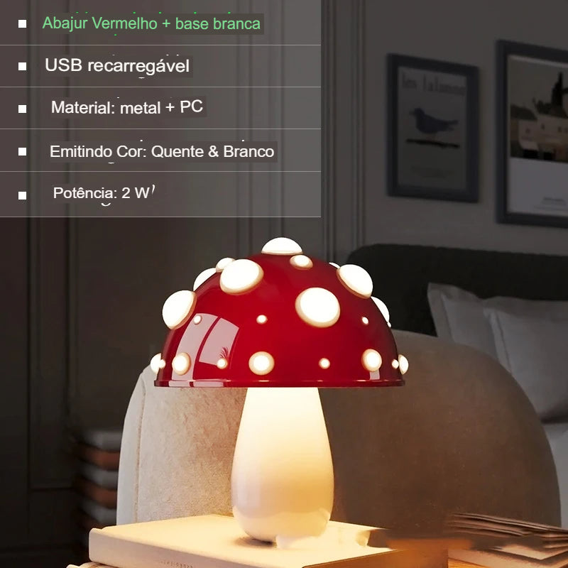 Luminária LED Cogumelo, Luminária De Mesa Criativa, Luz Noturna Em Formato De Cogumelo, Luminária Com Duas Cores, Luminária Infantil Divertida, Luz Decorativa Para Quarto, Luminária Lúdica Para Sala, Abajur Estilo Cogumelo, Luminária Charmosa De LED, Luminária Para Cabeceira, Luz De Mesa Estilo Fada, Luminária Colorida Para Dormir, Iluminação Criativa E Suave, Luz LED Com Design Encantador, Luminária Moderna E Caprichosa – Lojas Bratta