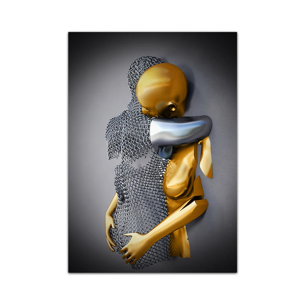 Quadro Decorativo Arte Moderna em Metal, Quadro Decorativo Arte Moderna, Impressão em Tela, Escultura de Parede Abstrata, Decoração Casa, Bratta, Arte Moderna em Metal, Arte moderna, Abstrato-Lojas Bratta