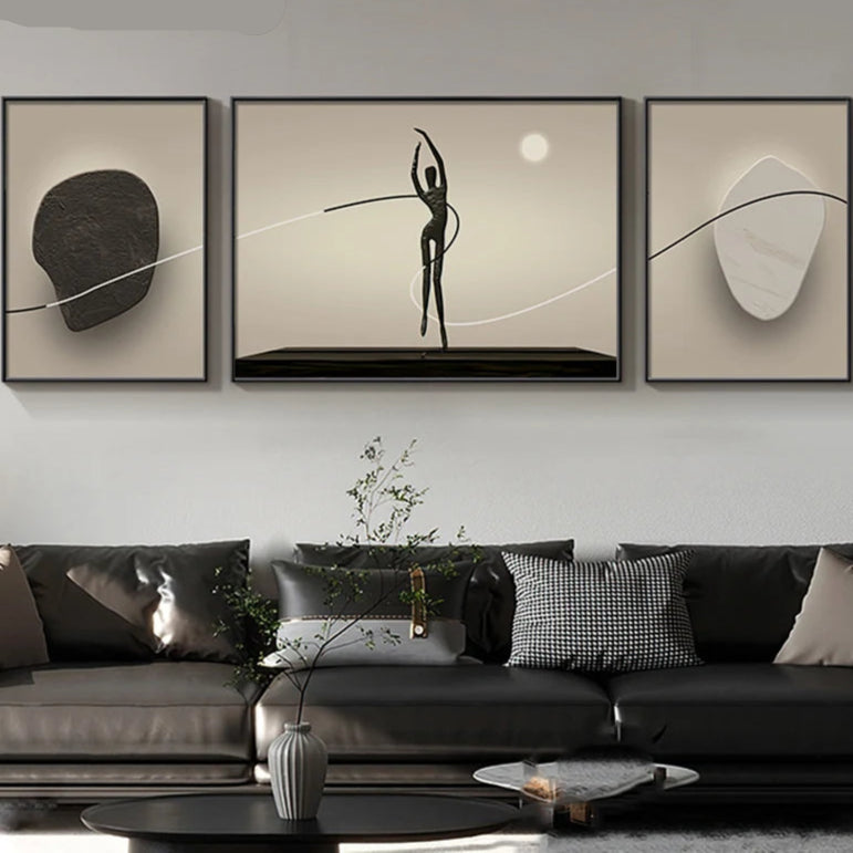 Quadros Decorativos, Arte Abstrata em Telas, Arte em Tela Abstrata, Tela em Tecido Abstrato, Painéis Abstrato em Tela Para Sala, Quadro Abstrato Preto e Branco -Lojas Bratta