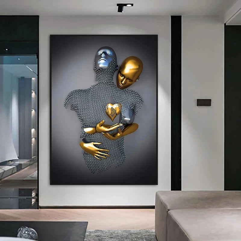 Quadro Decorativo Arte Moderna em Metal, Quadro Decorativo Arte Moderna, Impressão em Tela, Escultura de Parede Abstrata, Decoração Casa, Bratta, Arte Moderna em Metal, Arte moderna, Abstrato-Lojas Bratta