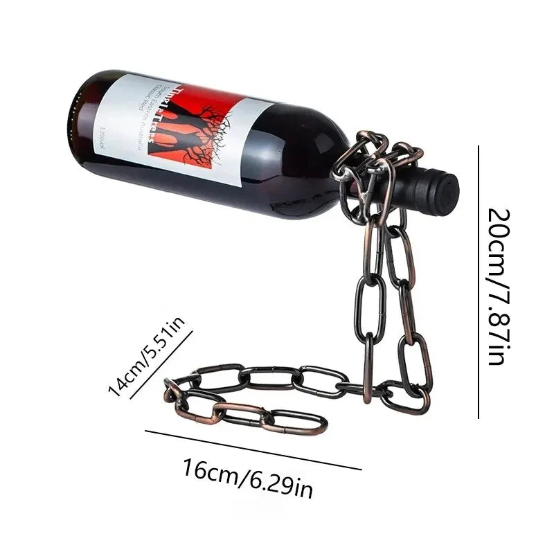 Suporte de exibição de garrafa de rack de corrente de suspensão mágica, Porta-Garrafas Corrente Mágica, Suporte De Garrafa Criativo, Porta Vinho Flutuante, Corrente De Metal Para Vinho, Decoração Moderna Com Estilo, Suporte Inusitado Para Vinhos, Presente Para Amante De Vinho, Acessório Decorativo De Metal, Efeito Visual Surpreendente, Porta-Garrafas Com Ilusão Ótica, Peça Decorativa Para Bar E Sala, Design Diferenciado Com Charme, Porta-Garrafas Bratta, Lojas Bratta